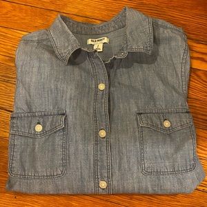 Light wash denim button down